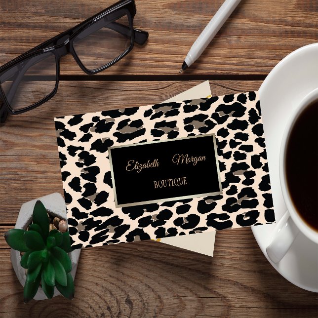 Girly Trendy Modern Elegant, Leopard Print, Frame Visitenkarte (Von Creator hochgeladen)