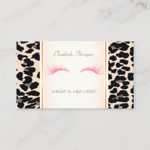 Girly Trendy Modern Elegant, Leopard Print, Lashes Visitenkarte