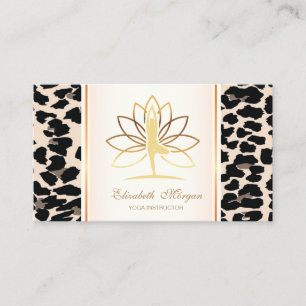 Girly Trendy Modern Elegant, Leopard Print, Lotus Visitenkarte