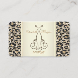 Girly Trendy Modern Glitzer Leopard Print, Dress Visitenkarte