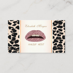 Girly Trendy Moderne Elegant, Leopard Print, Lippe Visitenkarte