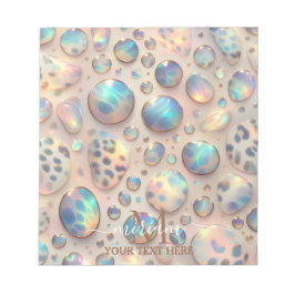 Girly Trendy Opal Leopard Print Monogram Notizblock