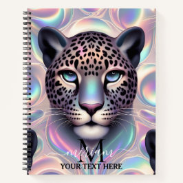 Girly Trendy Opal Leopard Print Monogram Notizbuch