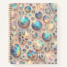 Girly Trendy Opal Leopard Print Monogram Notizbuch