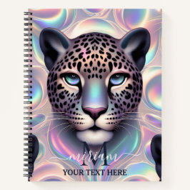 Girly Trendy Opal Leopard Print Monogram Softcover Notizbuch