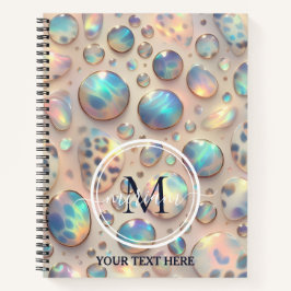 Girly Trendy Opal Leopard Print Monogram Softcover Notizbuch