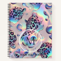 Girly Trendy Opal Leopard Print Monogram Softcover