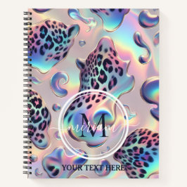Girly Trendy Opal Leopard Print Monogram Softcover Notizbuch