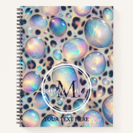 Girly Trendy Opal Leopard Print Monogram Softcover Notizbuch