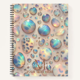 Girly Trendy Opal Leopard Print Monogram Softcover Notizbuch