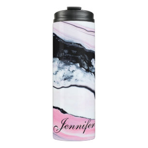 Girly TRENDY SCHWARZ-WEISS PINK MARBLE FÜGT IHREN  Thermosbecher