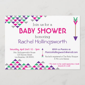 Girly Tribal & Arrow Baby Dusche Einladung