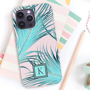 Girly Tropical Island Palm Fronds mit Monogram Case-Mate iPhone 14 Pro Max Hülle
