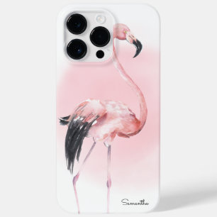 Girly Tropical Pink Flamingo mit Namen Case-Mate iPhone 14 Pro Max Hülle