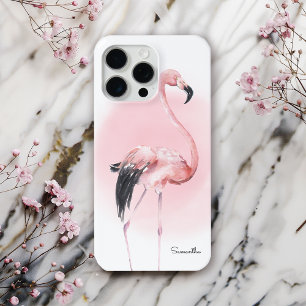 Girly Tropical Pink Flamingo mit Namen Case-Mate iPhone Hülle