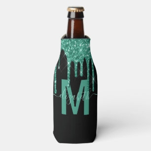Girly Turquoise Drilling Monogram Name Flaschenkühler