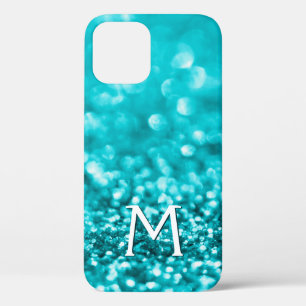 Girly Turquoise Glitzer Monogram Case-Mate iPhone Hülle