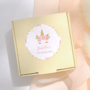 Girly Unicorn Drehbuch Name Geburtstagspartei Runder Aufkleber
