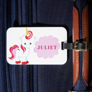 Girly Unicorn Rosa Reiseurlaub Kinder ID Gepäckanhänger