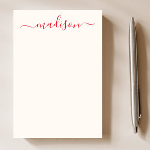 Girly Unique Red Typografy Script Name Post-it Klebezettel