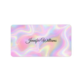 Girly Vibrant Pastel Holographic Swirl Design Adressaufkleber