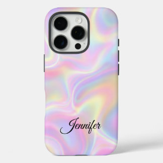 Girly Vibrant Pastel Holographic Swirl Design iPhone 16 Pro Hülle