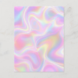 Girly Vibrant Pastel Holographic Swirl Design Postkarte