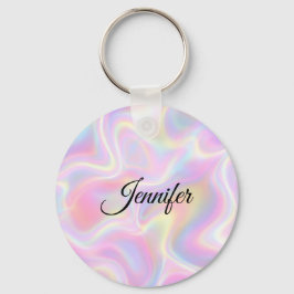 Girly Vibrant Pastel Holographic Swirl Design Schlüsselanhänger
