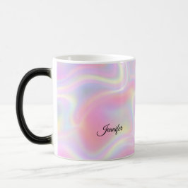 Girly Vibrant Pastel Holographic Swirl Design Verwandlungstasse