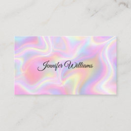Girly Vibrant Pastel Holographic Swirl Design Visitenkarte