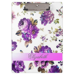Girly Vintag Chic Blume Personalisiert Klemmbrett