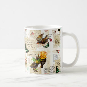Girly Vintag Ephemera Fashion Collage mit Namen Tasse