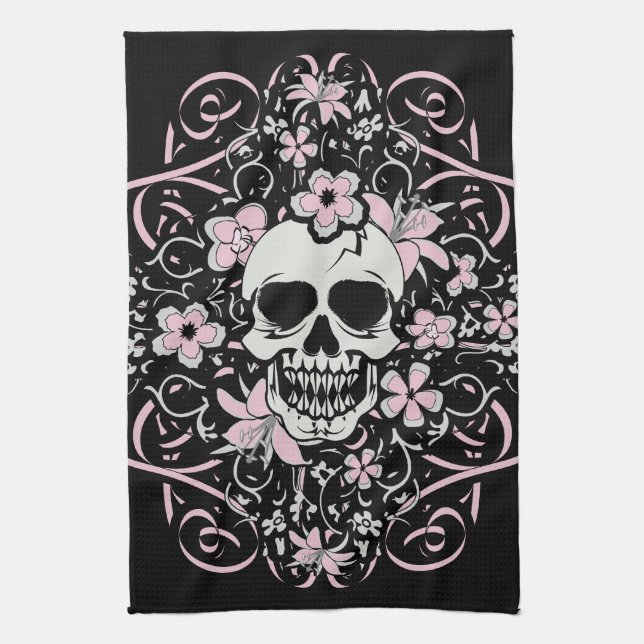 Girly Vintag Skull Geschirrtuch (Vertikal)