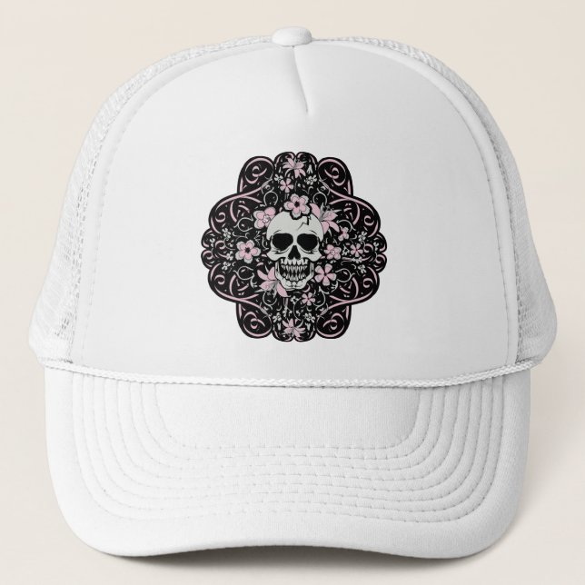 Girly Vintag Skull Truckerkappe (Vorderseite)