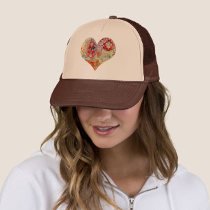 Girly Vintage colorful floral heart pattern Truckerkappe
