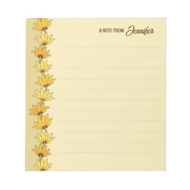 Girly Vintage handgezeichnet Sonnenblumengrenze CC Notizblock (Vorderseite)