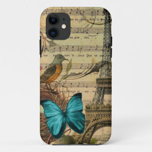 girly Vintager Eiffel-Turm BlumenMusiknoten Case-Mate iPhone Hülle