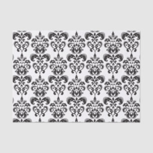 Girly Vintages Damast-Schwarzweiss-Muster 2 Seidenpapier
