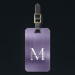 Girly Violet Brushed Metal Script Monogram Glam Gepäckanhänger<br><div class="desc">Girly Dusty Violet Light Lila Brushed Metal Script Monogram Niedlich Bag Tag</div>