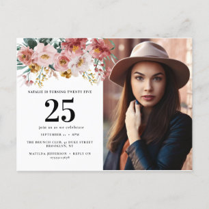 Girly Wasserfarbe Floral editierbares Alter Foto Postkarte