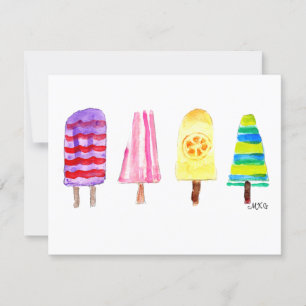 Girly Watercolor Popsicles HandGezeichnet Mitteilu