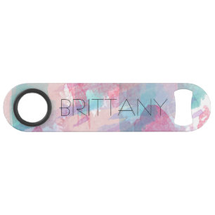 Girly Watercolor Splash Monogram Speed Flaschenöffner