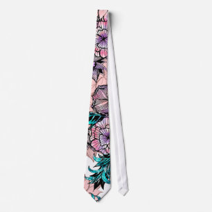 Girly Watercolor-und Rosen-Goldblumenillustration Krawatte