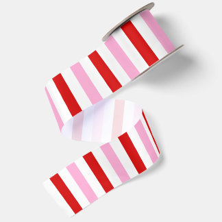 Girly Weiß Rot und Rosa Candy Stripe Satinband