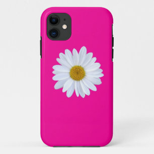 Girly weißes Gerber Gänseblümchen auf Pink iPhone 11 Hülle