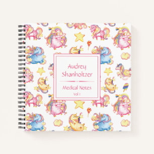 Girly Whimsical Unicorns Mit Monogramm Scheduler   Notizbuch