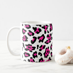 Girly White Black and Hot Pink Leopard Kaffeetasse