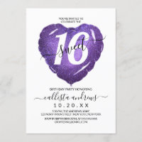 Girly White Lila Glitzer Herzballon Sweet 16