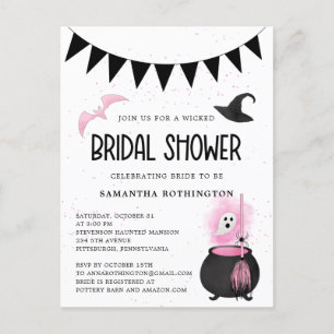 Girly Wicked Halloween Brautparty-Einladung Postkarte