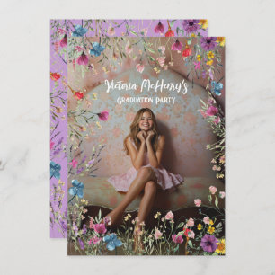 Girly Wildblume Pastel Graduation Party Einladung